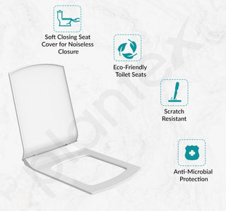 Plantex Polypropylene Toilet Seat/Western Toilet Seat/Soft Closing Commode Seat for Bathroom - Elongated Seat (Glossy White)