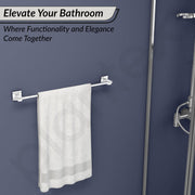 Plantex Stylish & Durable Stainless Steel 24 inch Towel Hanger for Bathroom/Single Towel Rod/Towel Holder for Wash Basin/Bathroom Accessories, Aqua (Chrome)