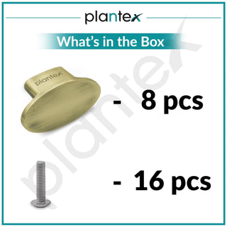 Plantex Knobs for Drawer/Small Drawer Knob/Knob for Cabinets/Pull-Push Knobs for Kitchen/Bedroom Drawer - Pack of 8 (Oval, Brass Antique)