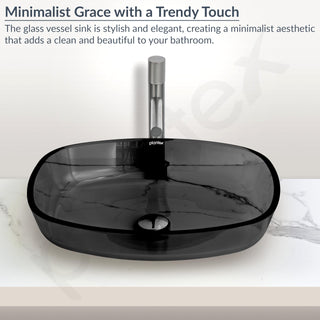 Plantex Matt Basin For Bathroom/Glass Tabletop Wash Basin/Luxury Countertop Basin For Home/Office (21 X 16 X 4 Inch - Black)