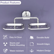Plantex 304 Grade Stainless Steel Dual Soap Holder/Soap Stand/Soap Dish/Bathroom Accessories - Nipron (Chrome)