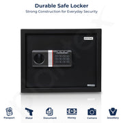 Plantex 34 Ltr. Safe Locker For Home/Digital Locker/Electronic Safety Locker with Master & User Dual Code Access with Emergency Key/2 Years Warranty By Plantex (Black)