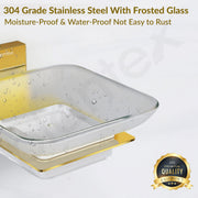 Plantex 304 Grade Stainless Steel Glass Soap Dish/Soap Stand/Soap Holder/Bathroom Accessories - Crystal (PVD Gold)