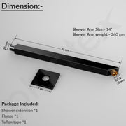 Plantex 14-Inch Shower Arm for Overhead Shower/Stainless Steel Shower Pipe/Wall Mount Bathroom Fitting with Â½-Inch Thread - Pack of 1 (Black)