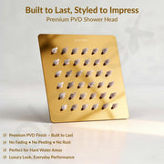 Plantex Stainless Steel Overhead Shower 4 x 4 inch with Water-Saving Technology/High pressure Rain Shower Head without Arm/Bathroom Shower -(Ultra Slim-PVD Gold)