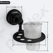 Plantex 304 Grade Stainless Steel Tumbler Holder/ABS Tooth Brush Stand/Bathroom Accessories - Skyllo (Black)