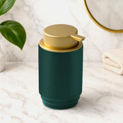 Plantex Ceramic Soap Dispenser for Washbasin/Soap Dispenser for Bathroom ABS Pump Head - Green & Gold (Pack of 1)