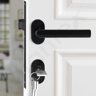 Plantex Main Door Lock/Mortise Lock for Door/Robust Door Handle for Home with Lock Body & Cylinder - (Square, DTM-640-Black)