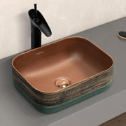 Plantex Ceramic Basin/Table Top Wash Basin for Bathroom/Designer Countertop Vessel Sink Basin - Indo-European Collection (16 x 12 x 6 Inch)