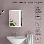 Plantex Bathroom Cabinet with Mirror/ABS Bathroom Storage Organiser/Multipurpose Shelf/Wall Mount Mirror Cabinet for Wash Basin (14x18 Inch, White)