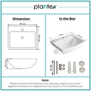 Plantex Ceramic Wash Basin/Basin for Bathroom with 10 Years Glaze Warranty by Plantex/Wall Mounted Washbasin for Home/Office/Hotels (White - 18 x 14 x 5 Inch)