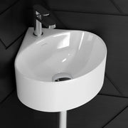 Plantex Ceramic Wall Hung Basin/Corner Bathroom Basin/Wall Mounted Wash Basin/Sink for Living Room (Eva, White)