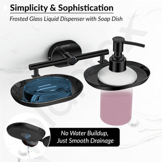 Plantex J4 Stainless Steel Soap Dish with Liquid Dispenser/Soap Stand for Bathroom Wall Mount/Shampoo Dispenser/Bathroom Accessories (PVD Black Finish) Onix