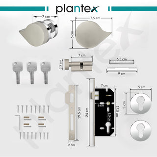 Plantex Heavy Duty Door Lock/Main Door Mortise Lock Handle/Handle Set for Home/Office/Door Accessories (Satin White, Chrome)