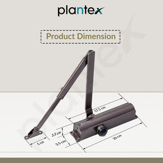 Plantex Aluminium Hydraulic Door Closer for Wooden Doors - Automatic Soft Close for Hotel/Home/Office - ISO 9001 Certified (MI-200, Capacity 55 kg, Brown)