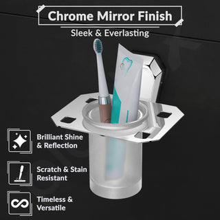 Plantex Tumbler Holder for Bathroom/304 Grade Stainless Steel Toothbrush Holder/Toothpaste/Razor Holder/Bathroom Accessories - Pack of 1 (PM-2406, Chrome)