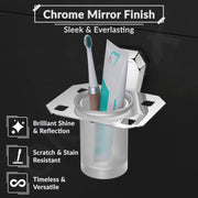 Plantex Tumbler Holder for Bathroom/304 Grade Stainless Steel Toothbrush Holder/Toothpaste/Razor Holder/Bathroom Accessories - Pack of 1 (PM-2406, Chrome)