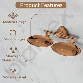 Plantex J4 Stainless Steel Double Soap Dish for Bathroom/Soap Holder for Bathroom/Wall Mounted Soap Holder/Bathroom Accessories (PVD Rose Gold Finish) Angel