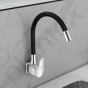 Plantex Brass Flexible Tap for Kitchen Sink with Wall Flange and Teflon Tape/360Â° Rotating Sink Tap for Kitchen Basin with Water Saving Aerator - (6319, Chrome)