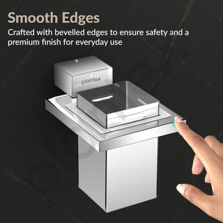 Plantex Tumbler Holder for Bathroom/304 Grade Stainless Steel Tooth Brush Holder/Toothpaste/Razor Holder/Bathroom Accessories - Pack of 1 (Tesla - 2702, Chrome)