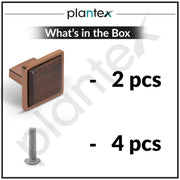 Plantex Square Drawer Pulls and Knobs - Pack of 2 (Rose Gold & Wood) for Kitchen Cabinet, Wardrobe