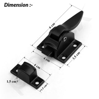 Plantex Cabinet Latch – Heavy-Duty Hatch Case Bolt for Storage Units, Toolboxes, Kitchen Cabinets & Cupboards - Pack of 6 (Black)