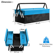 Plantex 18 Inch Metal Tool Box/Empty Tool Kit Box With Large Capacity & Strong Handle/3 Cabinet Tools Box for Home Use/Tool Organizer for Essential Tools - (Blue & Black)