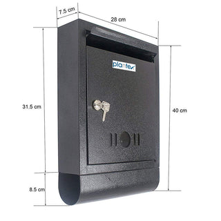 Plantex Metal Letter Box for Home Gate with News Paper Holder/Post Box/Suggestion Box for Office Use with Secure Lock and Keys/Complaint Box/Mail Box - (Black) Wall Mount