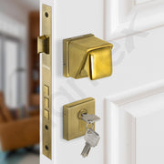 Plantex Heavy Duty Door knob Lock/Stainless Steel Main Door Mortise Lock Handle/Handle Set for Home/Office/Door (Gold & Brass Antique)