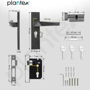 Plantex Door Lock for Home /6-Lever Lock Mechanism with 3 Years of Warranty/Heavy-Duty Door Lock Handle Set with 3 Keys, Brass Lock Body & Cylinder - (8129-Grey)