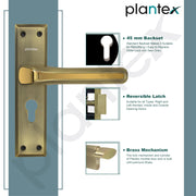 Plantex Heavy-Duty Door Lock Set - Main Door Lock Plate Handle Set/6-Lever Mechanism Mortise Locks with 3 Keys/Brass Locks Body & Cylinder (PTP-012- Brass Antique & Gold)