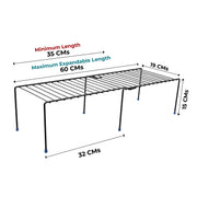 Plantex Stainless Steel Multipurpose Expandable Dish Rack/Expandable Storage Shelves for Kitchen Cabinets/Plate Stand/Utensil Rack (Black)