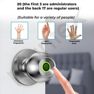 Plantex Aluminium Smart Door Lock/Cylindrical Smart Lock For Wooden Door/Digital Fingerprint Smart Door Lock With 2 Keys For Home/Office/Hotel - (Silver)