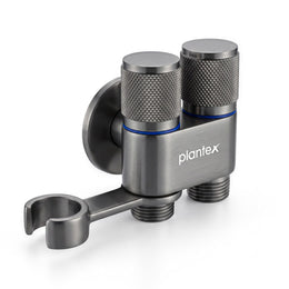 Plantex 2 Way Angle Cock/Stainless Steel Double Outlet Water Valve/Bathroom & Kitchen Tap Connector/Water Faucet - Pack of 1 (Grey, APS-N-9)
