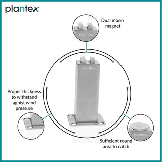 Plantex Stainless Steel Wall-Mounted Magnetic Door Stopper/Door Magnets to Hold Door/Door Catcher for Wooden Door - Pack of 4 (Matt Silver)