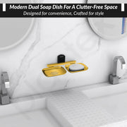 Plantex 304 Grade Stainless Steel Double Soap Holder for Bathroom/Soap Dish for washbasin/Soap Stand/Bathroom Accessories - Parv (Gold & Black)