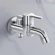Plantex Pure Brass 2 in 1 Tap for Washing Machine with Water Saving Aerator/2-Way Bib Cock for Bathroom with Brass Wall Flange & Teflon Tape (ORE-1405, Chrome)