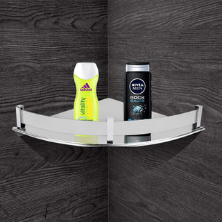 Plantex Stainless Steel Corner/Bathroom Shelf/Kitchen Shelf 9 x 9 Inches - Wall Mount