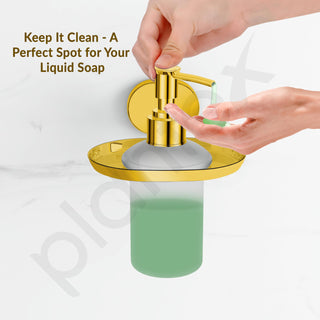 Plantex J4 Stainless Steel Liquid Soap Dispenser/Shampoo Dispenser for Wash Basin/Hand Wash Dispenser Wall Mounted/Bathroom Accessories (PVD Gold Finish) Onix