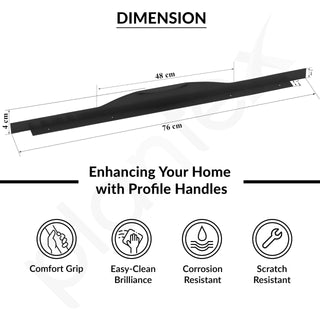 Plantex Profile Handle for Kitchen Cabinet/30 Inch Alluminium Drawer Profile Handle/Wardrobe Pull Handle for Home/Office/Hotel - Pack of 2 (Black)