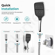 Plantex ABS Hand Shower for Bath/3 Mode Multifunctional Shower/Rectangle Hand Shower Without Hose Pipe for Home/Hotel - (Chrome, H597)