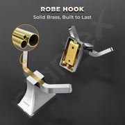 Plantex Robe Hook for Bathroom/Pure Brass Clothes Hanging Hook/Hook for Wall/Bathroom Accessories - Pack of 1 (APS-DL-01, Chrome)