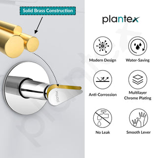 Plantex Concealed Stop Cock/Pure Brass Concealed Stop Valve Tap For Bathroom With Teflon Tape & Brass Adjustable Wall Flange – 15mm (LEA-706, Mirror-Chrome Finish)