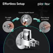 Plantex 2 in 1 Angle Cock with Health faucet and Hand Shower Holder/Angle Valve for Bathroom/Hand shower Bracket/Angle Valve with Faucet Bracket/Bathroom Accessories - Pack of 1(AC22)