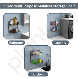 Plantex Self Adhesive Detergent Rack/GI Steel Bathroom Multipurpose Detergent Holder/Bathroom Shelf/Storage Rack/Bathroom Accessories (Powder Coated)