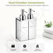 Plantex Double Liquid Soap Dispenser for Bathroom/304 Grade Stainless Steel Shampoo Dispenser/Body Soap Dispense/Bathroom Accessories - Pack of 1 (Regent, Chrome)
