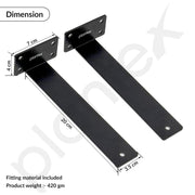 Plantex 8 inch Heavy Duty Shelf Bracket/Wall Shelves Angle Brackets/GI Steel Shelf bracket/Angles for wall shelf - Pair of 1 (Black)
