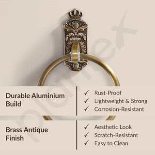 Plantex Aluminium Antique Towel Ring/Napkin Holder/Towel Hanger/Bathroom Accessories (Brass-Antique Finish)
