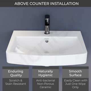 Plantex Platinum Ceramic Rectangular Wall Hung Basin/Washbasin for Bathroom/Wall Mounted Wash Basin/Sink for Living Room with 10 Years Glaze Warranty by Plantex(Glossy White - 20 x 15 x 8 Inch)