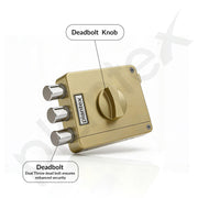 Plantex Brass Tri-Bolt Lock For Main Door/Heavy Duty Door Lock With 4 Keys/Suitable On Single Door For Home/Office/Hotel - Pack Of 1 (Brass Antique)